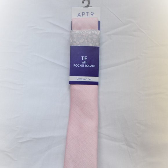 Apt. 9 NWT Mens Tie W/Pocket Square Pink/Grey - Picture 1 of 4